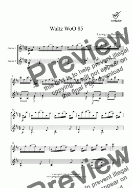 page one of Waltz WoO 85 for guitar duet