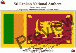 page one of Sri Lankan National Anthem “ශ්‍රී ලංකා මාතා” சிறீ லங்கா தாயே) for Brass Quintet (World National Anthem Series)