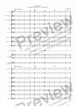 page one of Orchestral Skills 1: Start together - pay attention -  finish together?