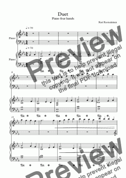 Midnight sun for Piano Duet for Piano four hands by Kari Ruotsalainen -  Sheet Music PDF file to download