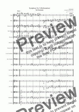 page one of Symphony No 5 (Reformation) 3rd Movement