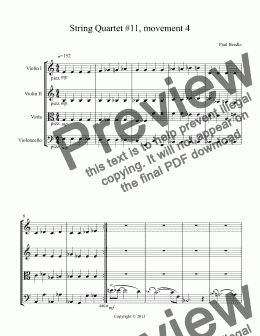 page one of String Quartet #11, movement 4