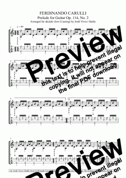 page one of F. Carulli - Prelude for Guitar Op. 114, No. 2 (Arr. for low G ukulele), Op. 35c