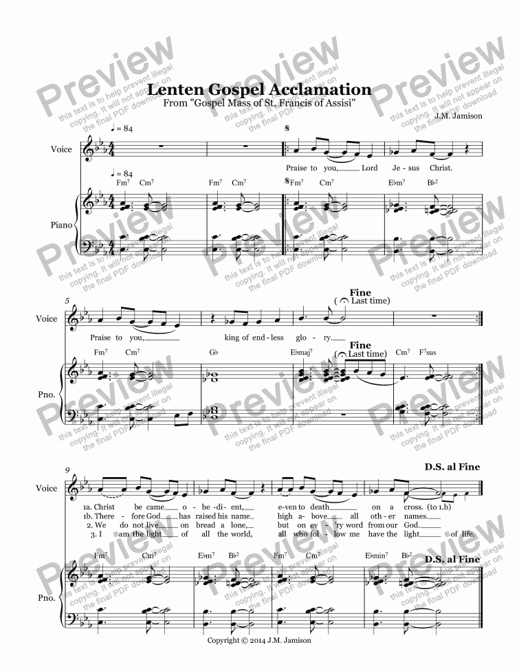 Lenten Gospel Acclamation Gospel Mass Download Sheet Music Pdf 3732