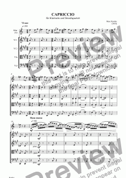 page one of CAPRICCIO für Klarinette und Streichquartett