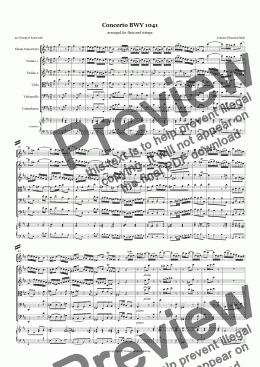 page one of BACH FLUTE CONCERTO BWV 1041