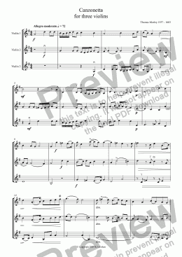 page one of Morley - CANZONETTA - for three violins