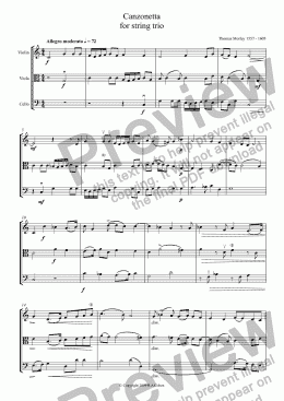 page one of Morley - CANZONETTA - for string trio