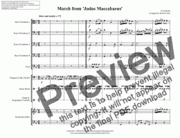 page one of March from ’Judas Maccabaeus’ for Trombone Quartet & optional KB & Percussion