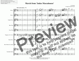 page one of March from ’Judas Maccabaeus’ for Oboe Quartet, Keyboard & Percussion