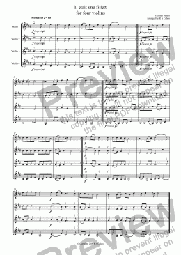 page one of Susato - IL ETAIT UNE FILLET - for four violins