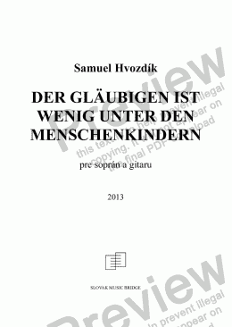 page one of Der Glaubigen ist wenig unter den Menschenkindern