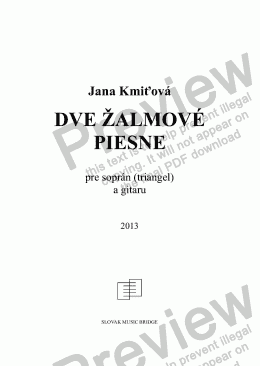 page one of Dve zalmove piesne