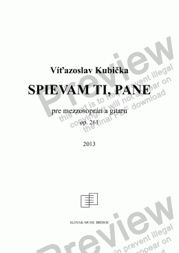 page one of Spievam Ti, Pane