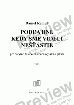 page one of Podla dni, kedy sme videli nestastie