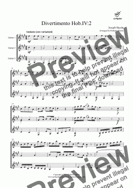 page one of Divertimento Hob.IV:2 for guitar trio