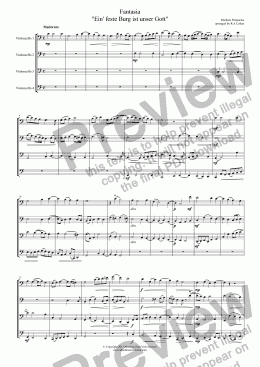 page one of Praetorius - FANTASIA - for four celli