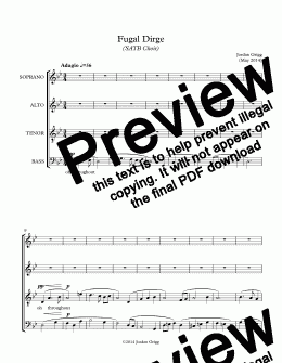 page one of Fugal Dirge (SATB Choir)