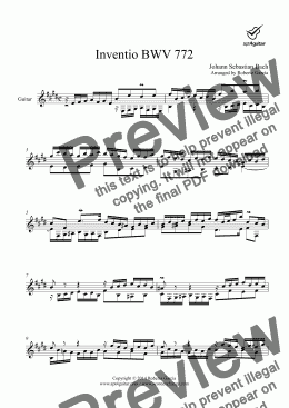 page one of Inventio BWV 772 for solo guitar