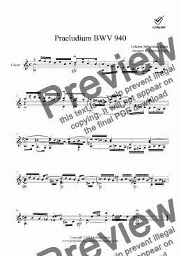 page one of Praeludium BWV 940 for solo guitar