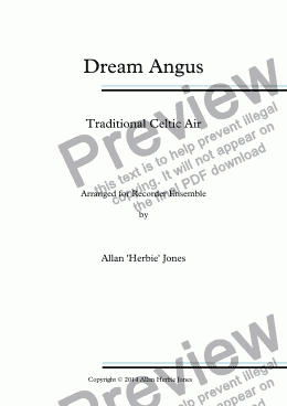 page one of Dream Angus - Recorder Ensemble