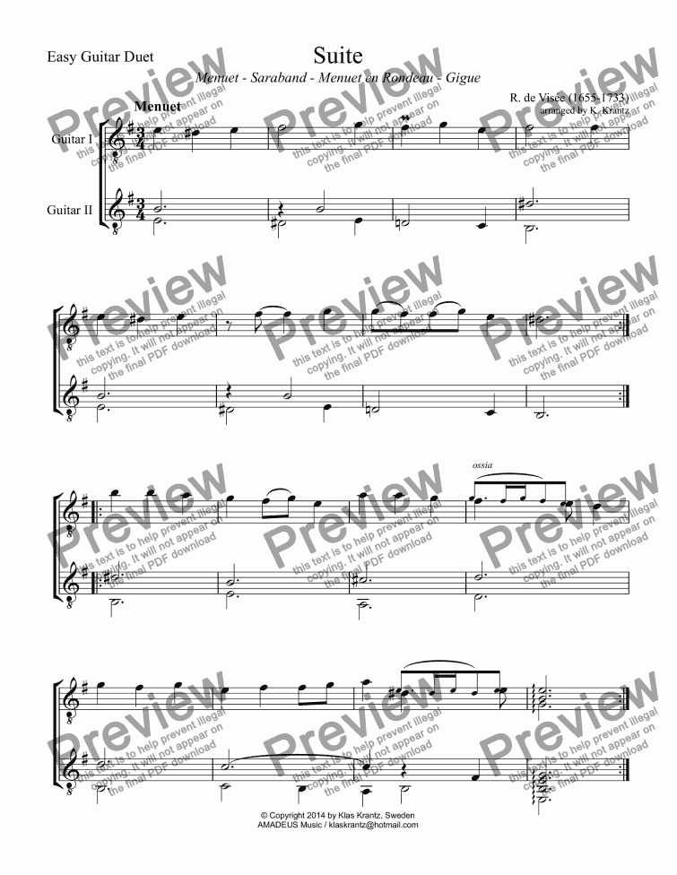 Suite for easy guitar duet - Download Sheet Music PDF file