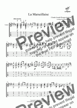 page one of La Marseillaise for solo guitar