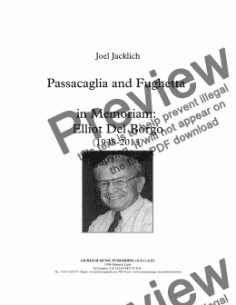 page one of Passacaglia and Fughetta in Memoriam: Elliot Del Borgo (1938-2013)