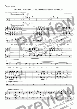 page one of MAGNA CARTA CANTATA Vocal Score No. 3 BARITONE SOLO "The happiness of a nation"