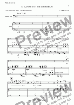 page one of MAGNA CARTA CANTATA Vocal Score No. 9 BARITONE SOLO "This be for epitaph"