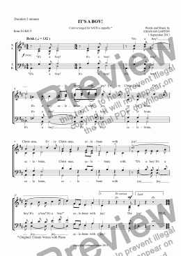 page one of CAROL - ’IT’S A BOY!’ Carol for SATB a cappella