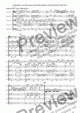 page one of Andantino con Innocenza from Boccherini’s String Quintet Op37no1