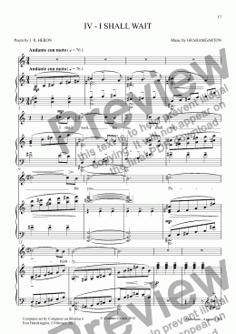 page one of *NO NEED TO TELL ME Song Cycle for High Voice and Piano No.4 “I shall wait”
