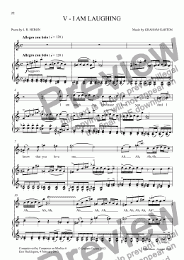 page one of *NO NEED TO TELL ME Song Cycle for High Voice and Piano No.5 (last) “I am laughing”
