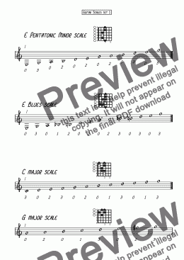 page one of Guitar Scales set 1