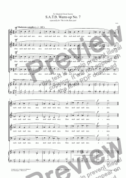 page one of WARM-UP No.7 for Choir SATB (Particularly for 7ths in the Bass part)