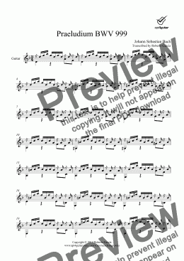 page one of Praeludium BWV 999 for solo guitar