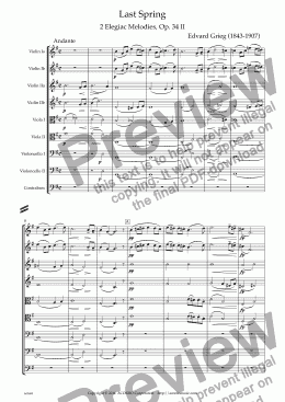 page one of "Last Spring" 2 Elegiac Melodies, Op. 34 II