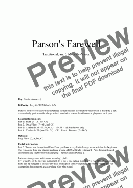 page one of Parson’s Farewell (fl, fl/ob, cl, cl/bn)