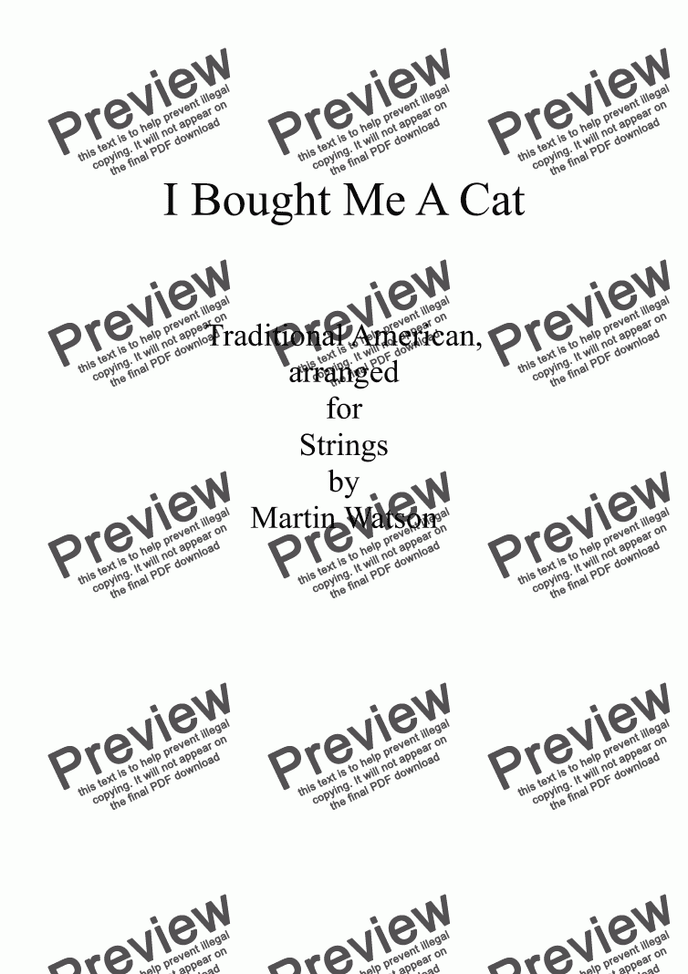 I Bought Me A Cat for String Orchestra/Quartet - Sheet Music PDF file