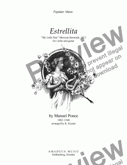 page one of Estrellita, My Little Star for violin and guitar