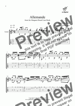 page one of Allemande for solo guitar
