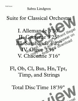 page one of Suite for Classical Orchestra I. Allemande