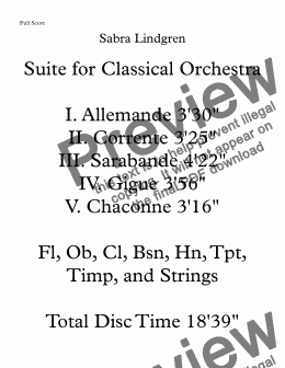 page one of Suite for Classical Orchestra IV. Gigue