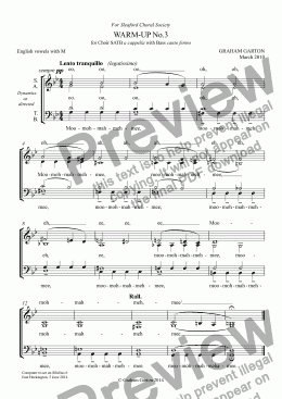 page one of WARM-UP No.3 for Choir SATB a cappella with Bass Scale canto fermo 