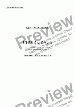 page one of WARM-UP No.6 CHOIR GRACE SATB a cappella (Garton’s Grace No.162) Original words to a transcription of an extract from a concerto by J. S. Bach