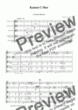 page one of Kanon C-Dur - Clarinet Quartet