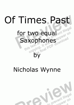page one of Of Times Past for two Equal Saxophones