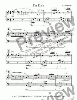 page one of Fur Elise (Easy Piano)