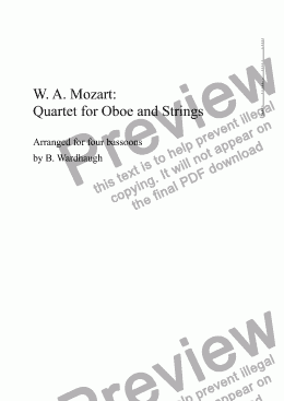 page one of Quartet for oboe and strings